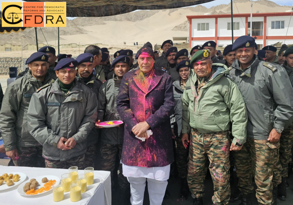 Defence Minister celebrates Holi with army personnel in Leh