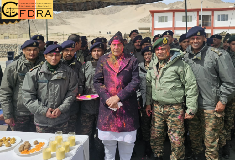 Defence Minister celebrates Holi with army personnel in Leh